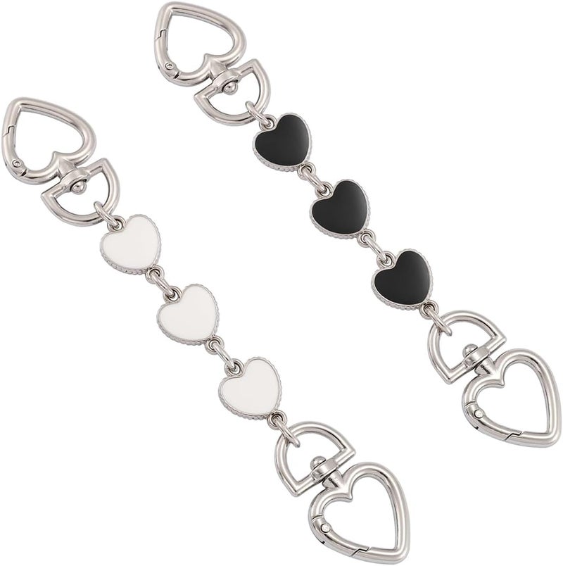 Anbys Store Silver Purse Extender Chain Bag Extender Chain Purse Strap Extender Bag Chain Charms(Heart White/Black) - Image 1